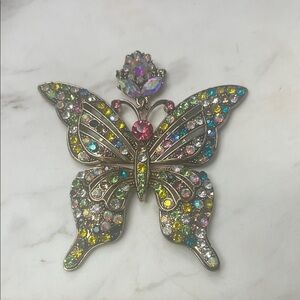 Colorful Rhinestone Butterfly Brooch